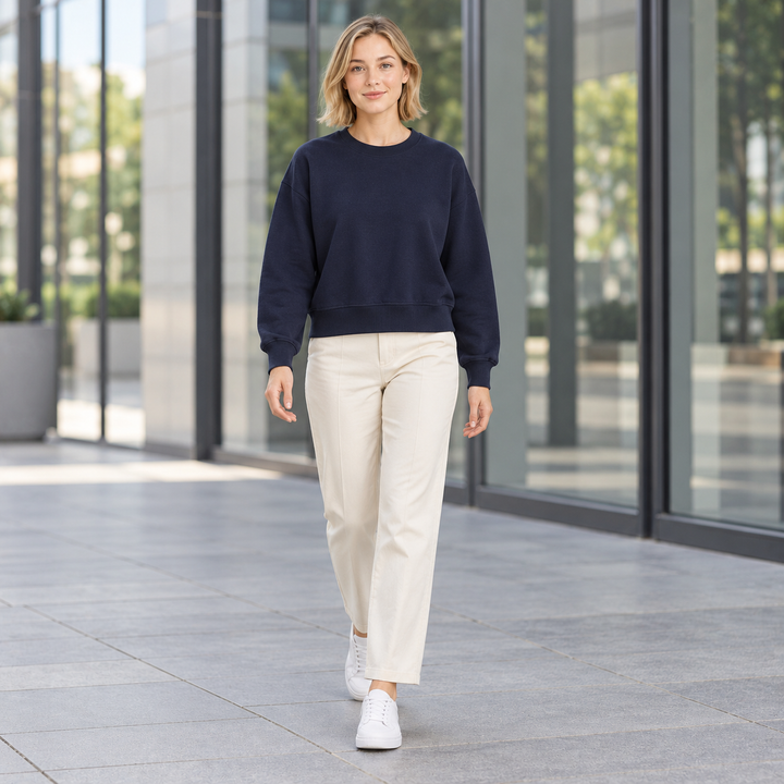 VISSONG Women’s Relaxed Cropped Crewneck Sweatshirt