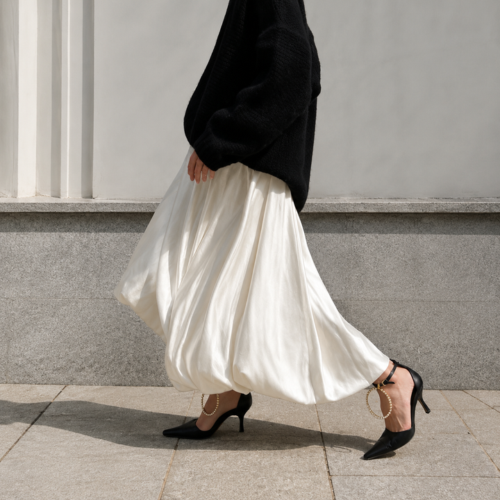 Flowing Satin A-Line Maxi Skirt