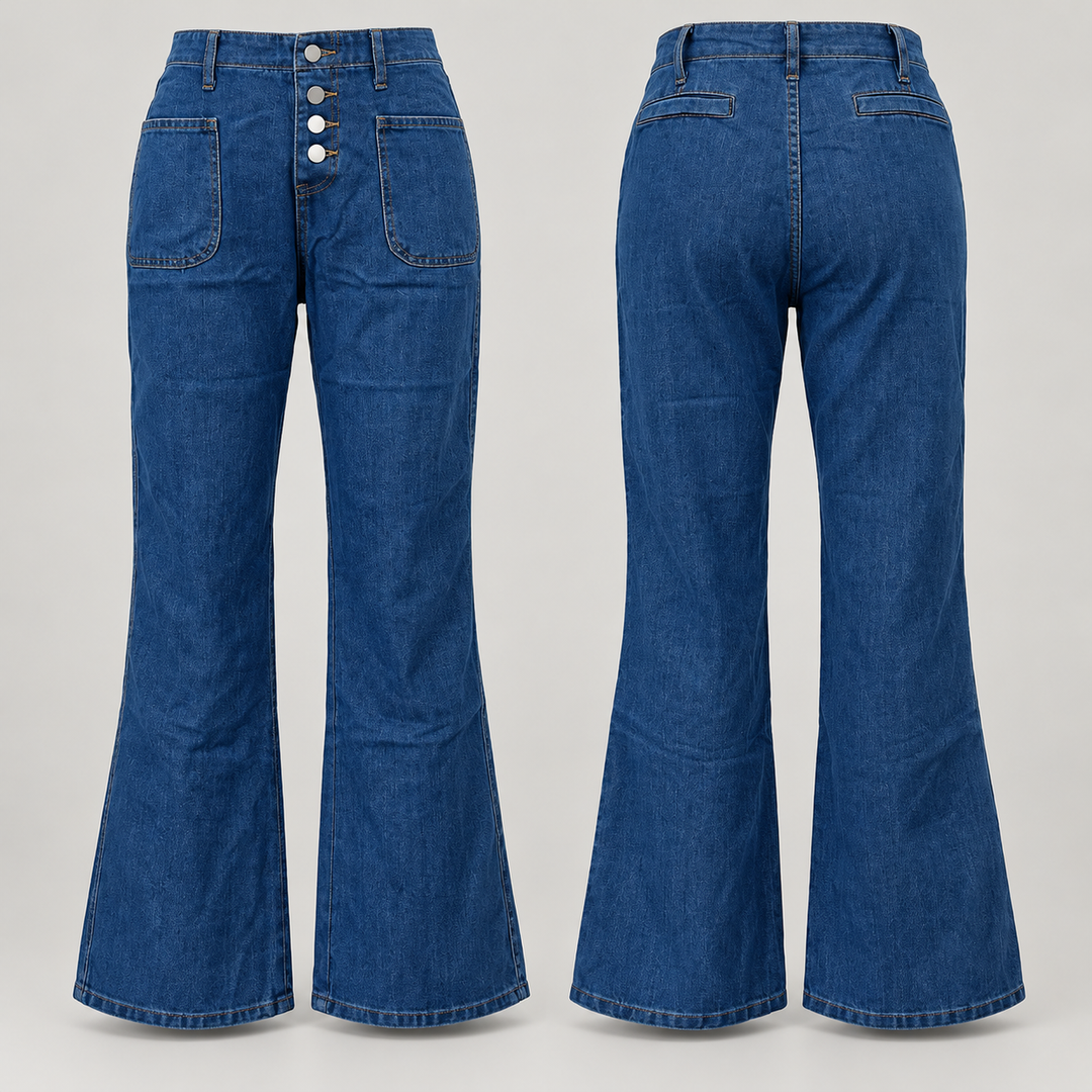 VISSONG Women’s High-Rise Button-Front Wide-Leg Crop Jeans