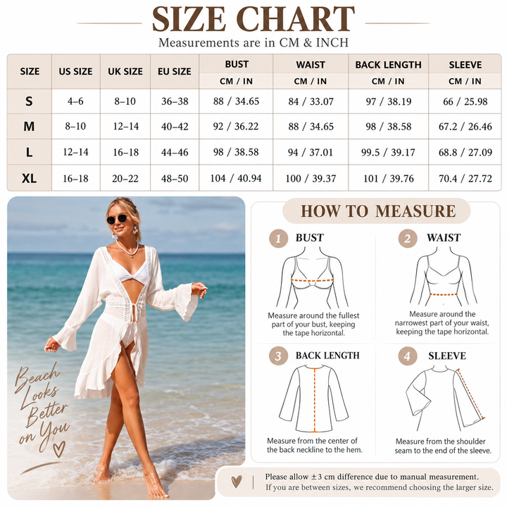 VISSONG Women’s Lace-Trim Tie-Front Ruffle Beach Cover-Up