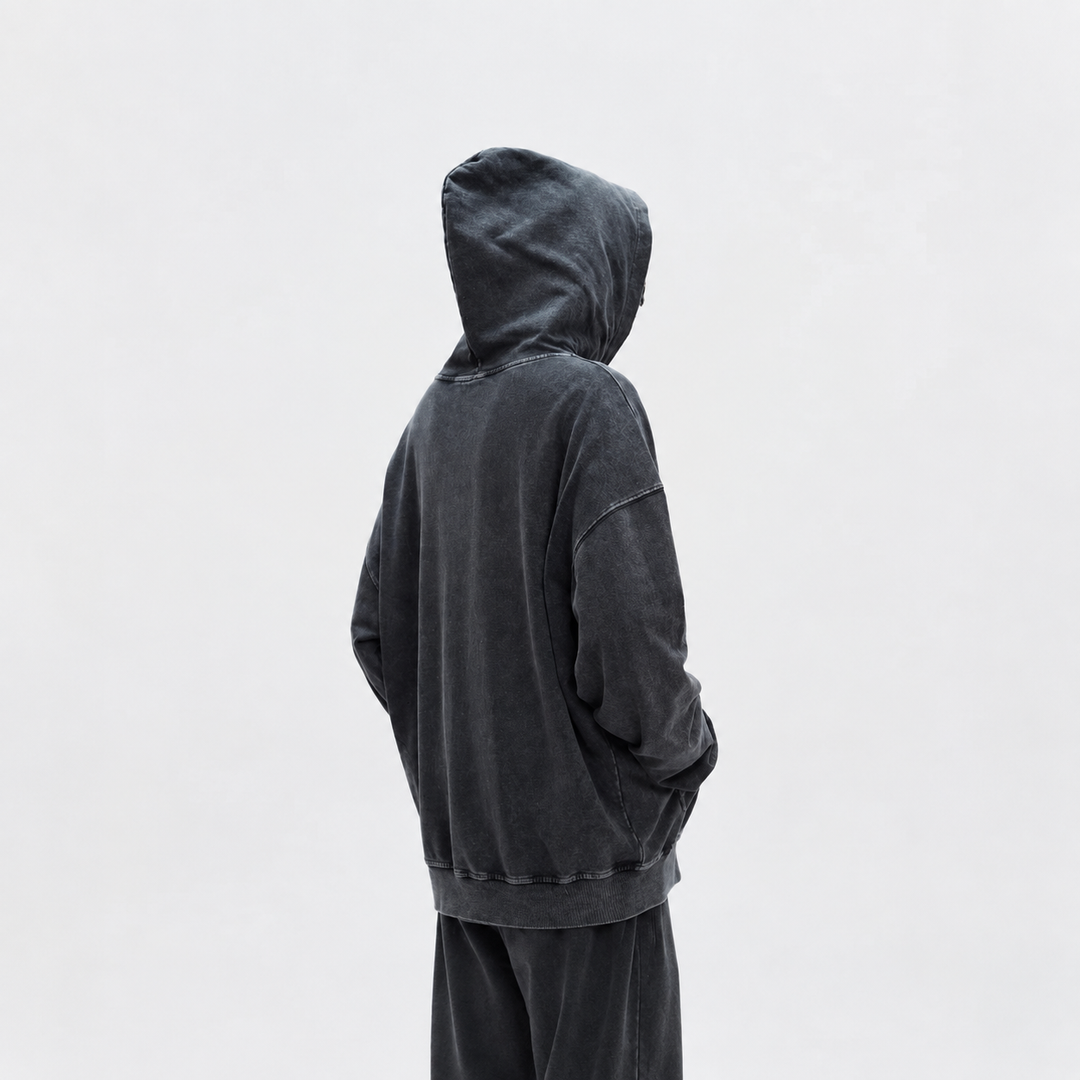 VISSONG Vintage Washed Zip-Up Hoodie