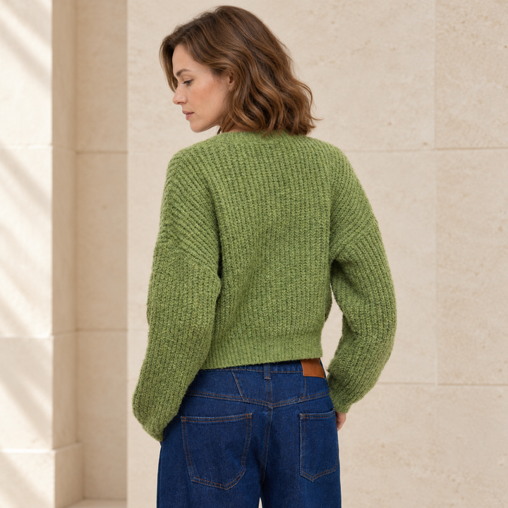 VISSONG Women’s Soft Textured Button-Front Cropped Cardigan