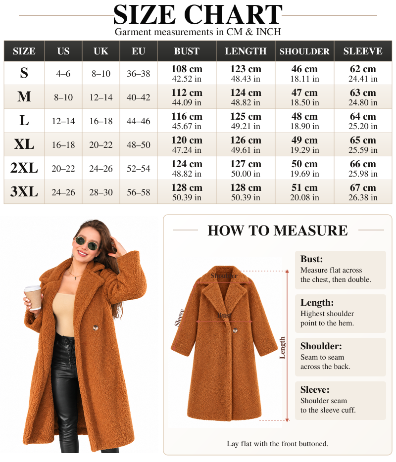 VISSONG Women’s Plush Notched-Lapel Longline Coat