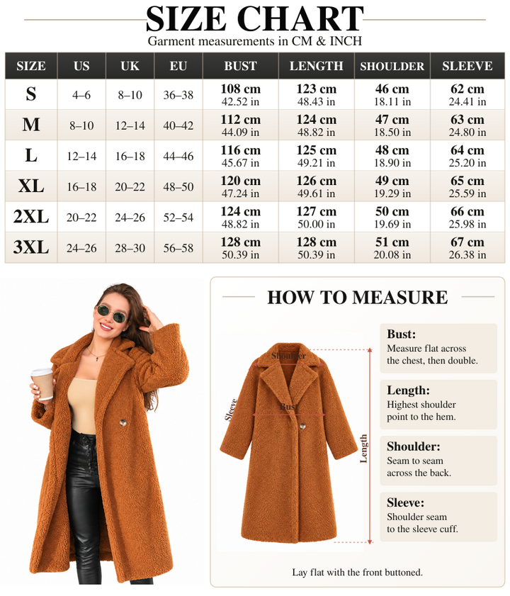 VISSONG Women’s Plush Notched-Lapel Longline Coat