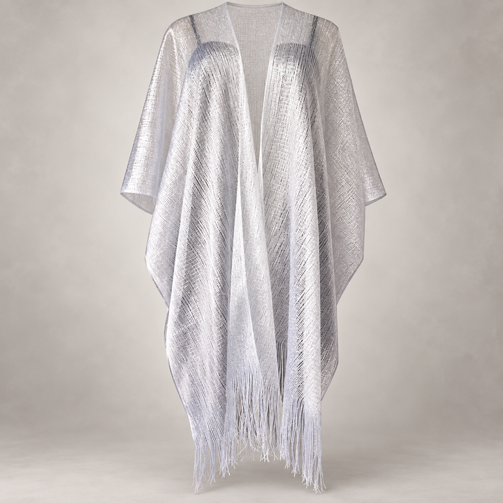 VISSONG Women’s Shimmer Fringe Open-Front Kimono
