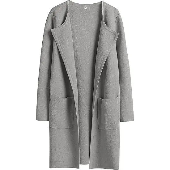 VISSONG Women’s Wide-Lapel Open-Front Pocket Coat