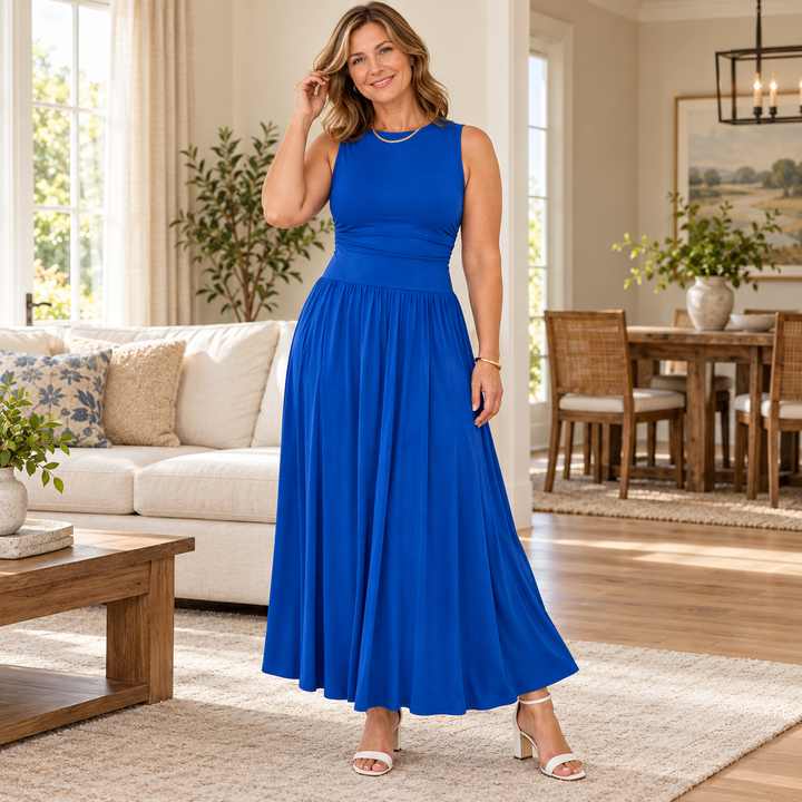 Women’s Sleeveless Fitted-Bodice Pocket Maxi Dress