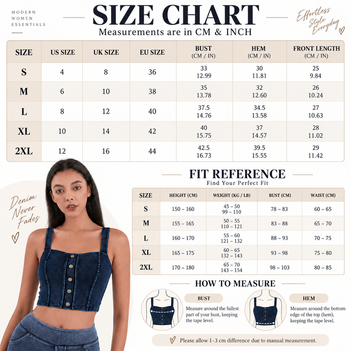 VISSONG Square-Neck Button-Front Denim Crop Top
