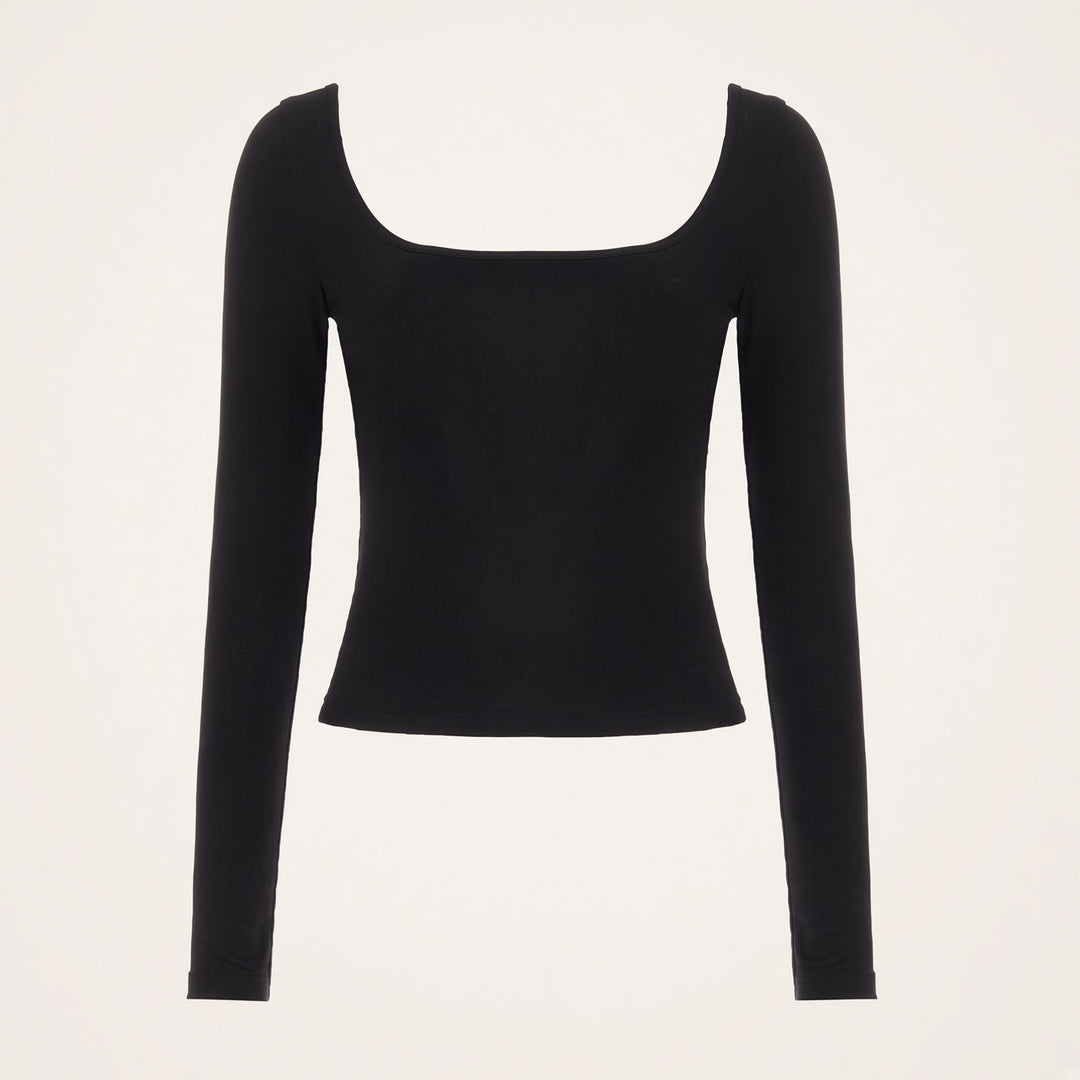 Square-Neck Lace-Back Fitted Top