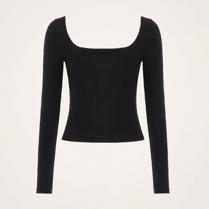 Square-Neck Lace-Back Fitted Top