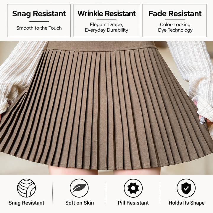 VISSONG Women’s Pleated A-Line Mini Skirt