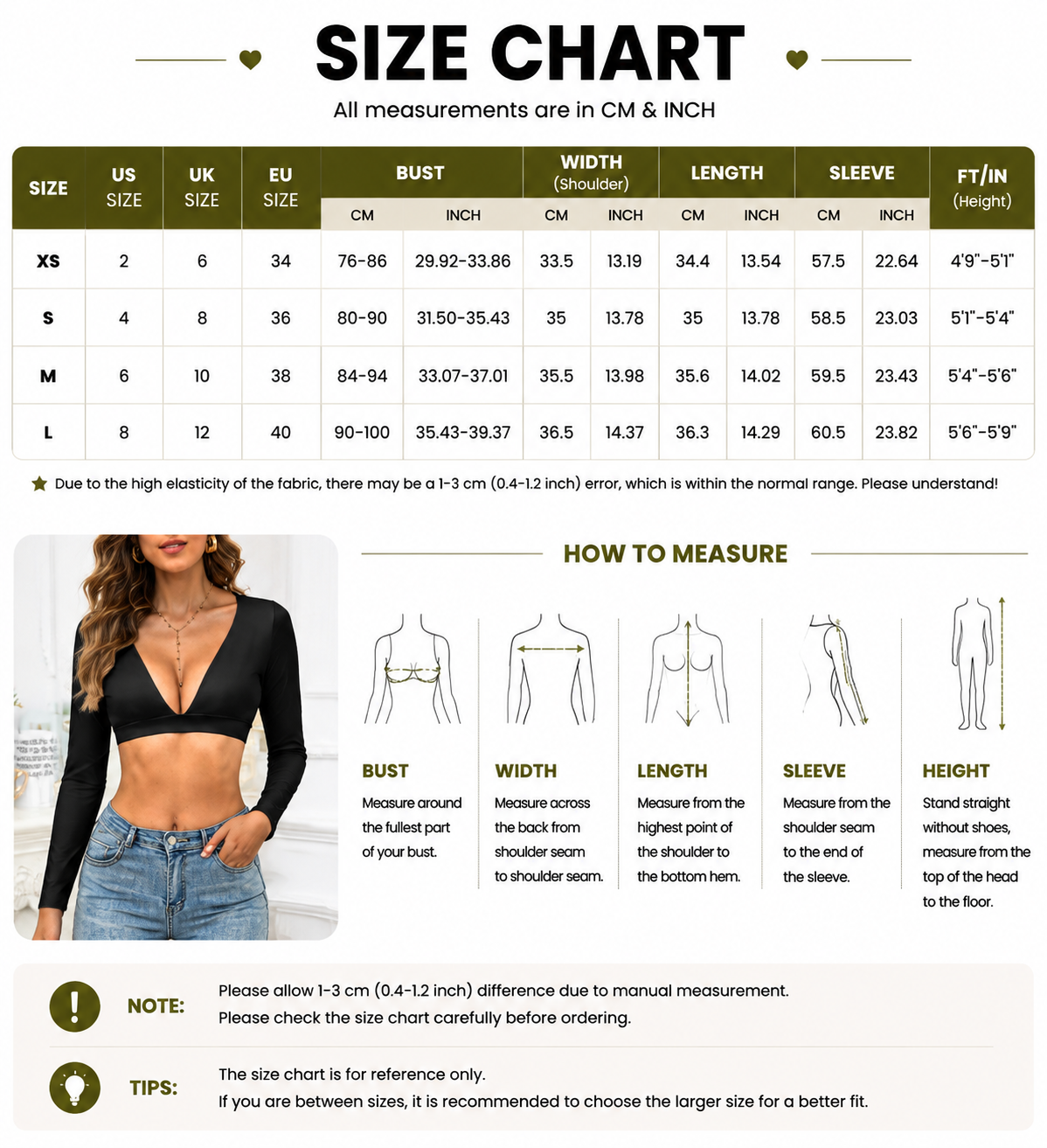 Deep V Long-Sleeve Crop Top