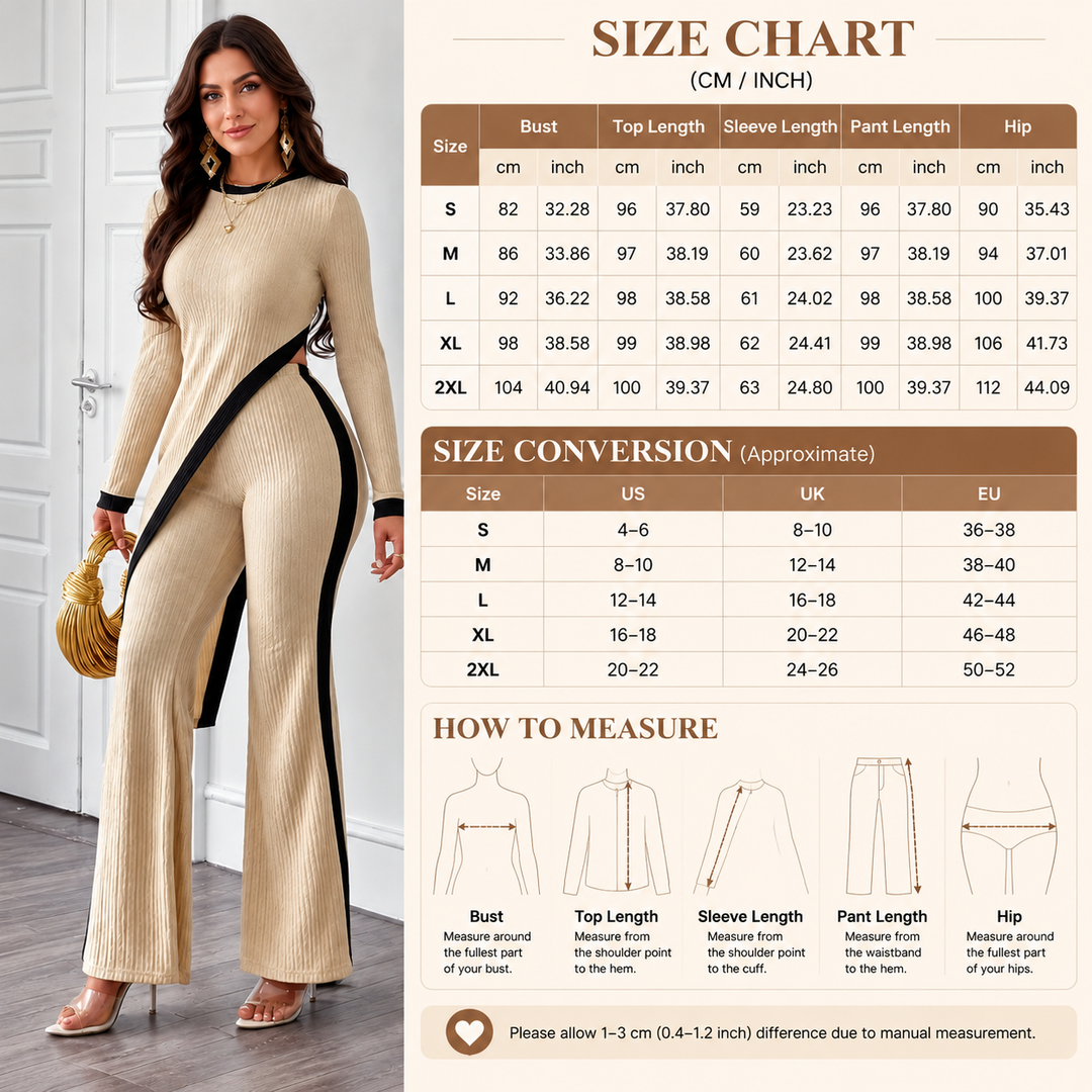 Women’s Contrast-Trim Asymmetric Tunic &amp; Flared Pants Set