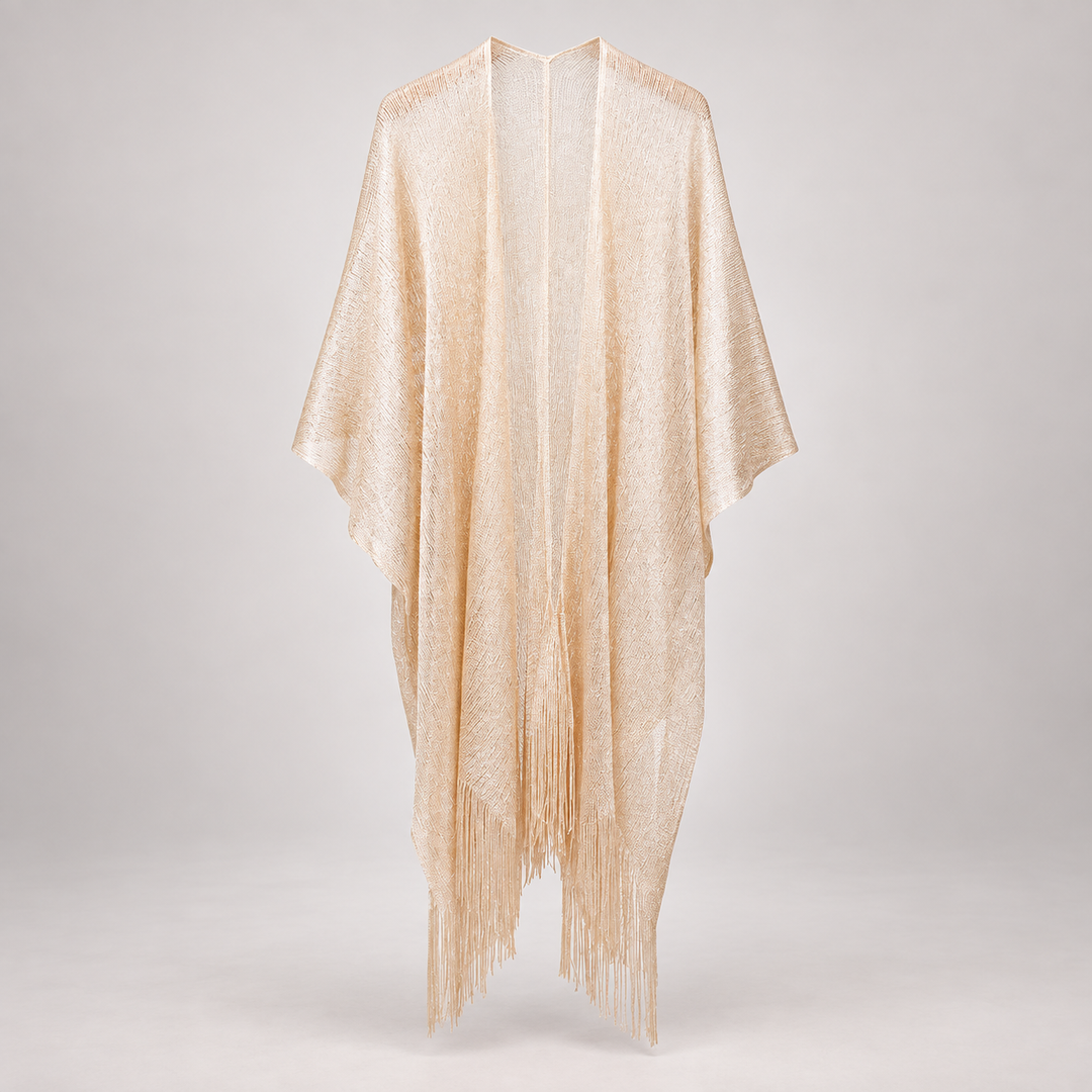 VISSONG Women’s Shimmer Fringe Open-Front Kimono
