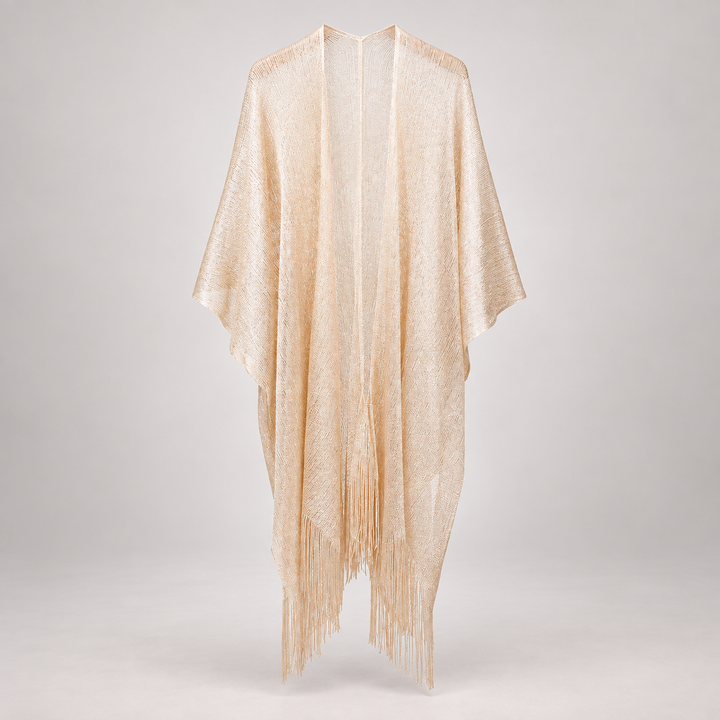 VISSONG Women’s Shimmer Fringe Open-Front Kimono