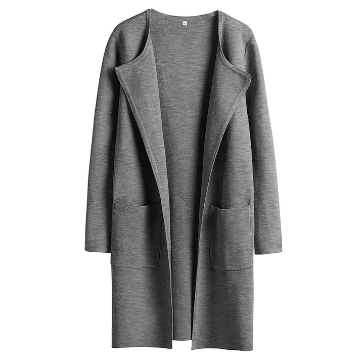VISSONG Women’s Wide-Lapel Open-Front Pocket Coat