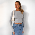 Soft Long Sleeve Crew Neck Crop Top
