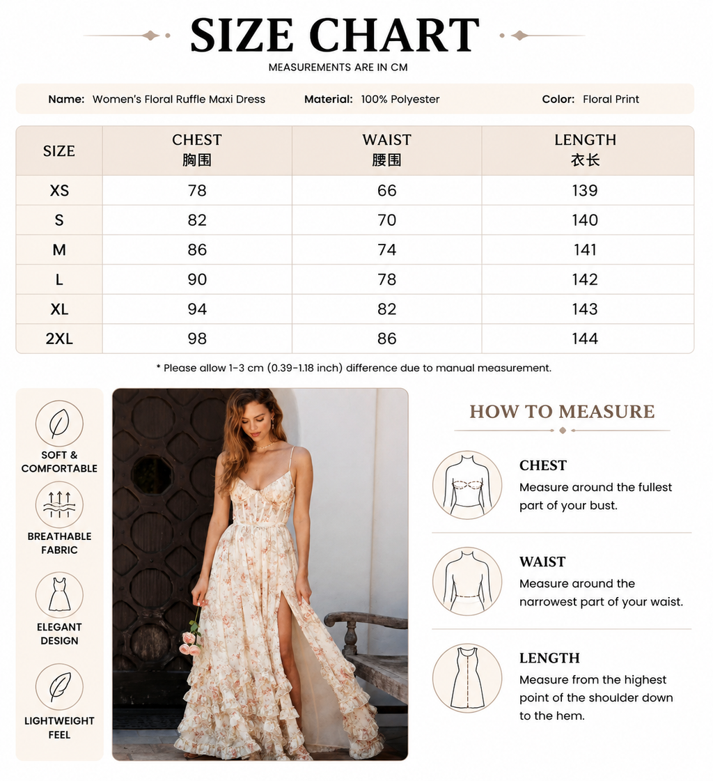 Women’s Floral Ruffle Maxi Dress