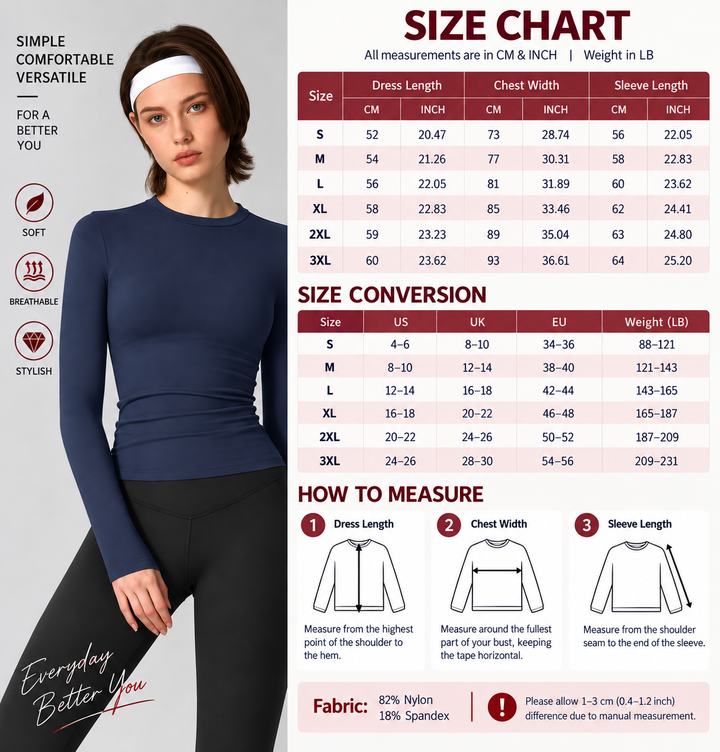 VISSONG Women’s Stretch Long-Sleeve Crewneck Top