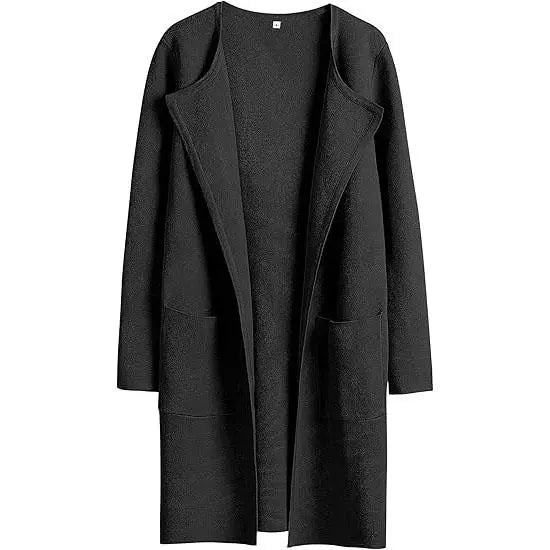 VISSONG Women’s Wide-Lapel Open-Front Pocket Coat