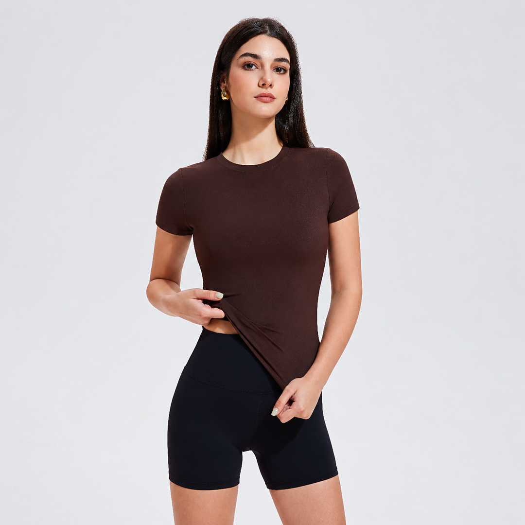 VISSONG Women’s Slim-Fit Stretch Crewneck T-Shirt