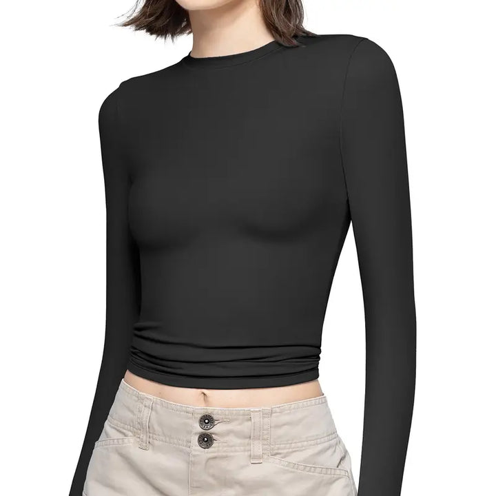 VISSONG Women’s Everyday Fitted Crewneck Long-Sleeve Top