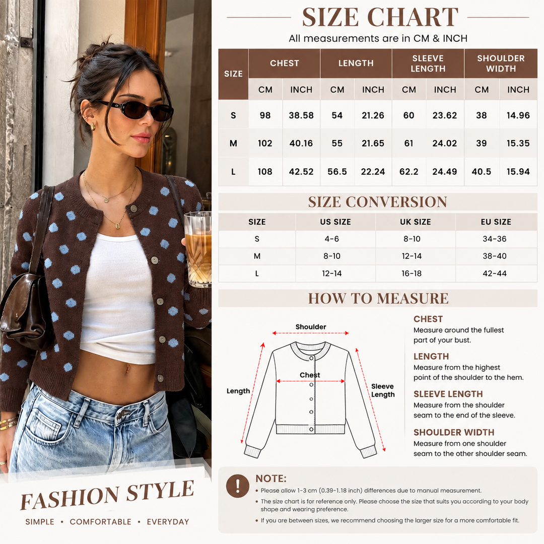 Polka-Dot Button-Front Knit Cardigan