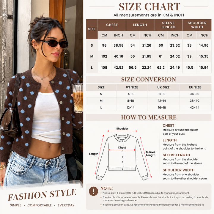 Polka-Dot Button-Front Knit Cardigan