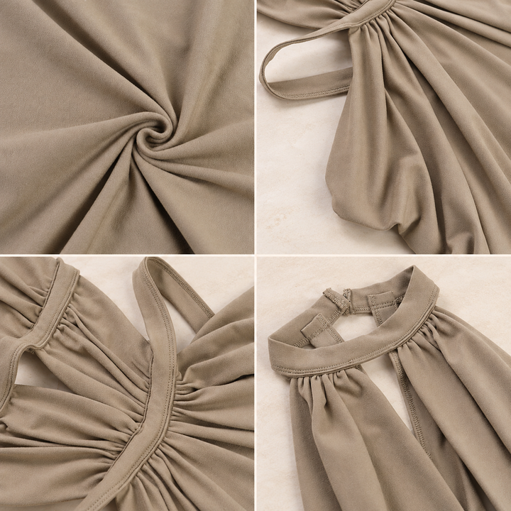 VISSONG Halter Cutout Maxi Dress