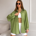 Airy Textured Oversized Button-Up Shirt