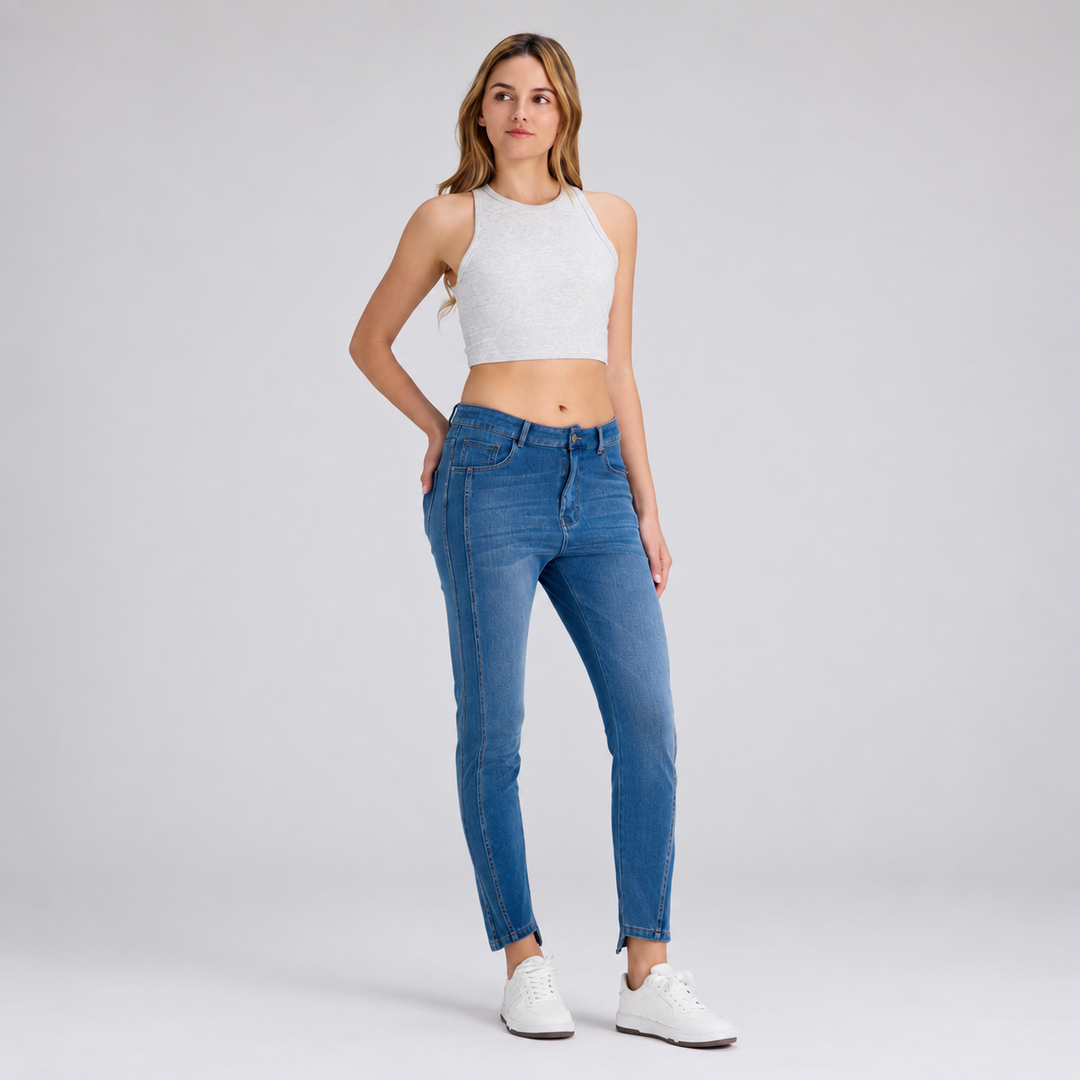 VISSONG Women’s Seam-Detail Ankle Jeans