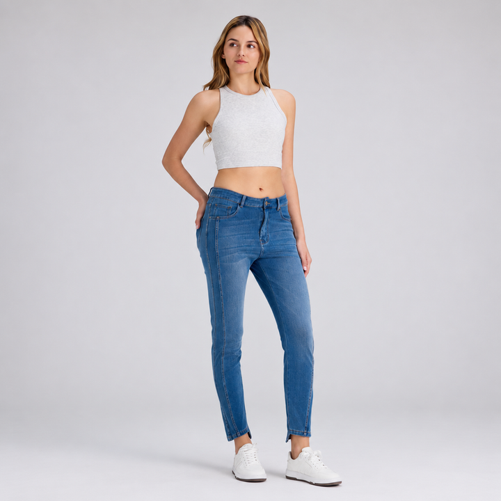 VISSONG Women’s Seam-Detail Ankle Jeans