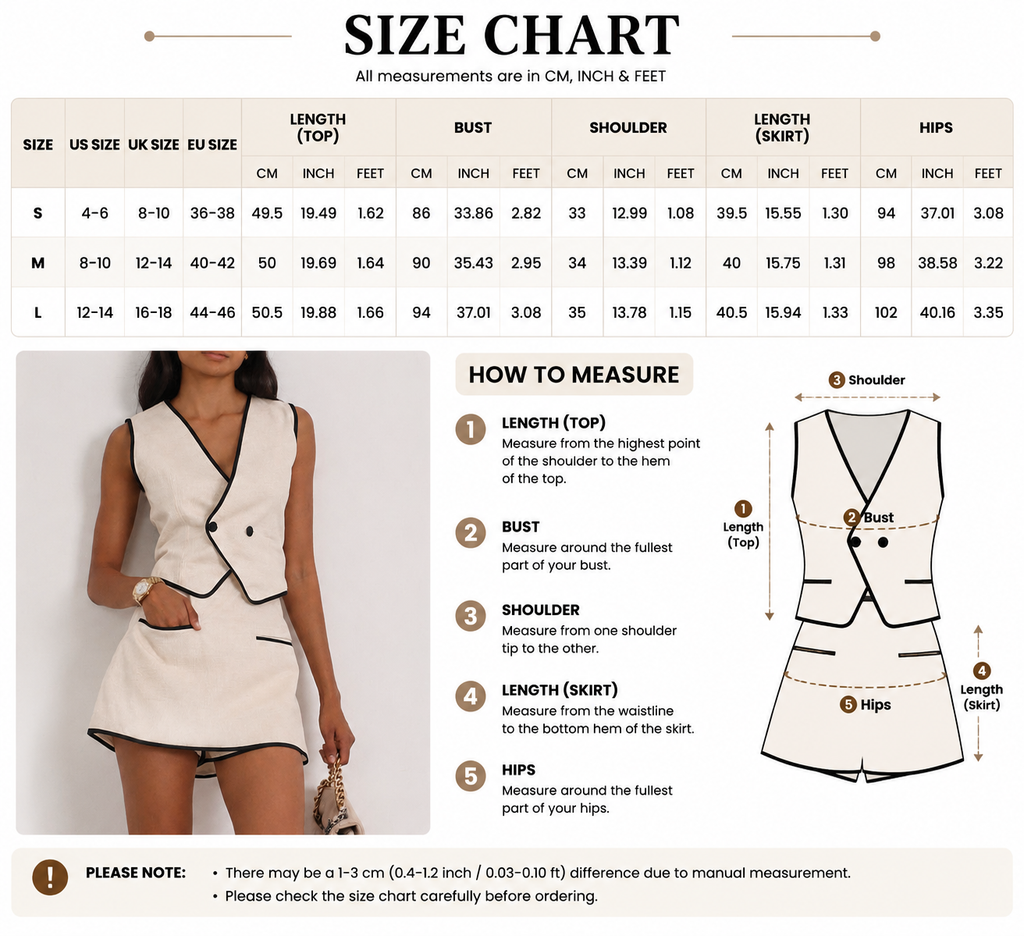 Contrast-Trim Vest &amp; Skort Set