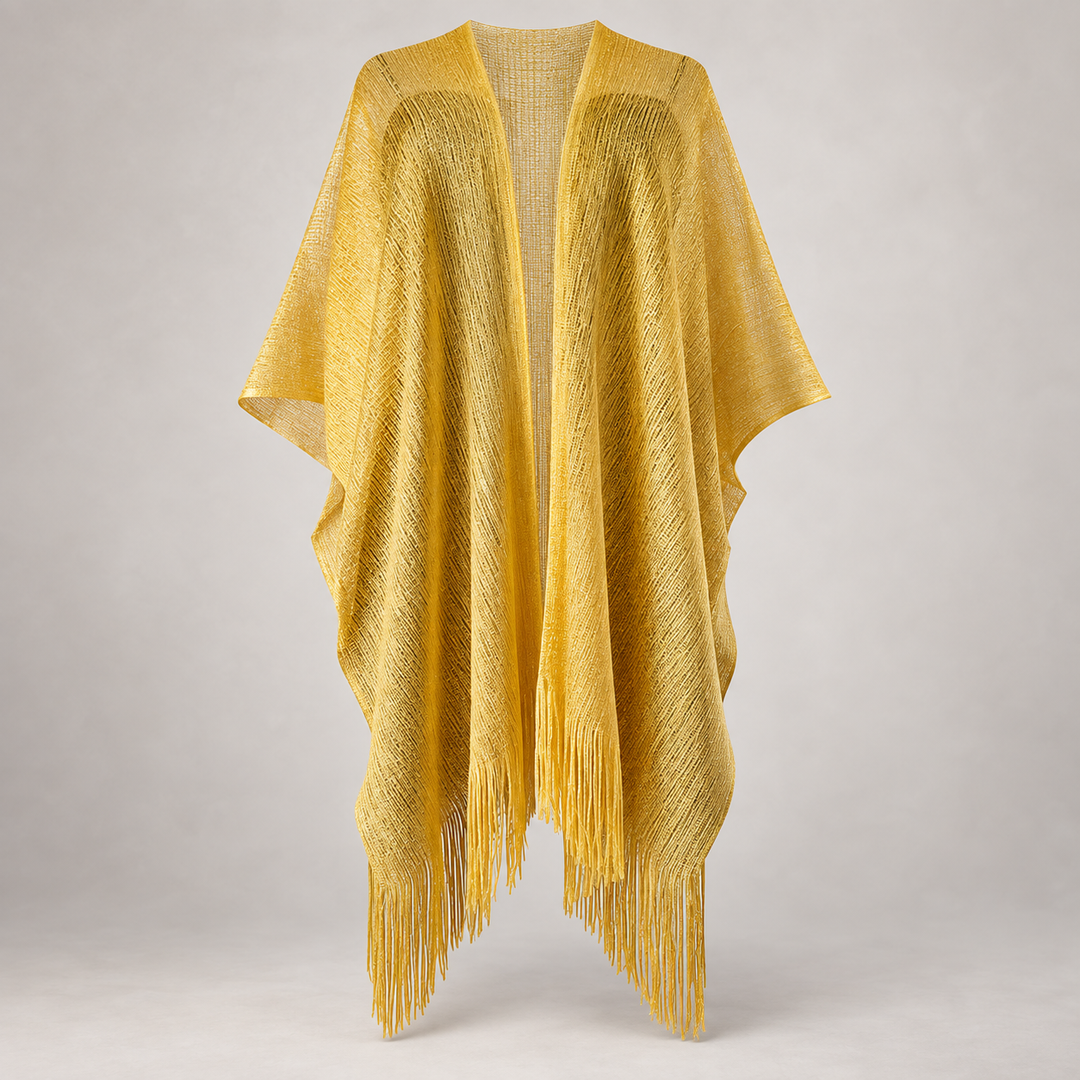 VISSONG Women’s Shimmer Fringe Open-Front Kimono