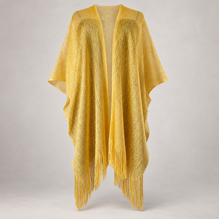 VISSONG Women’s Shimmer Fringe Open-Front Kimono