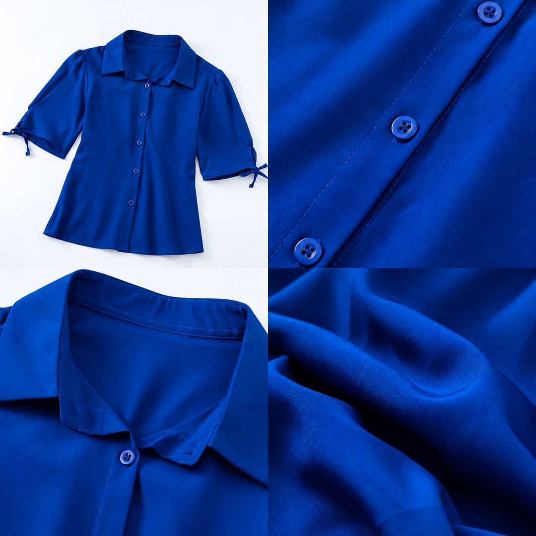 Women’s Side-Ruched Tie-Sleeve Mini Shirt Dress