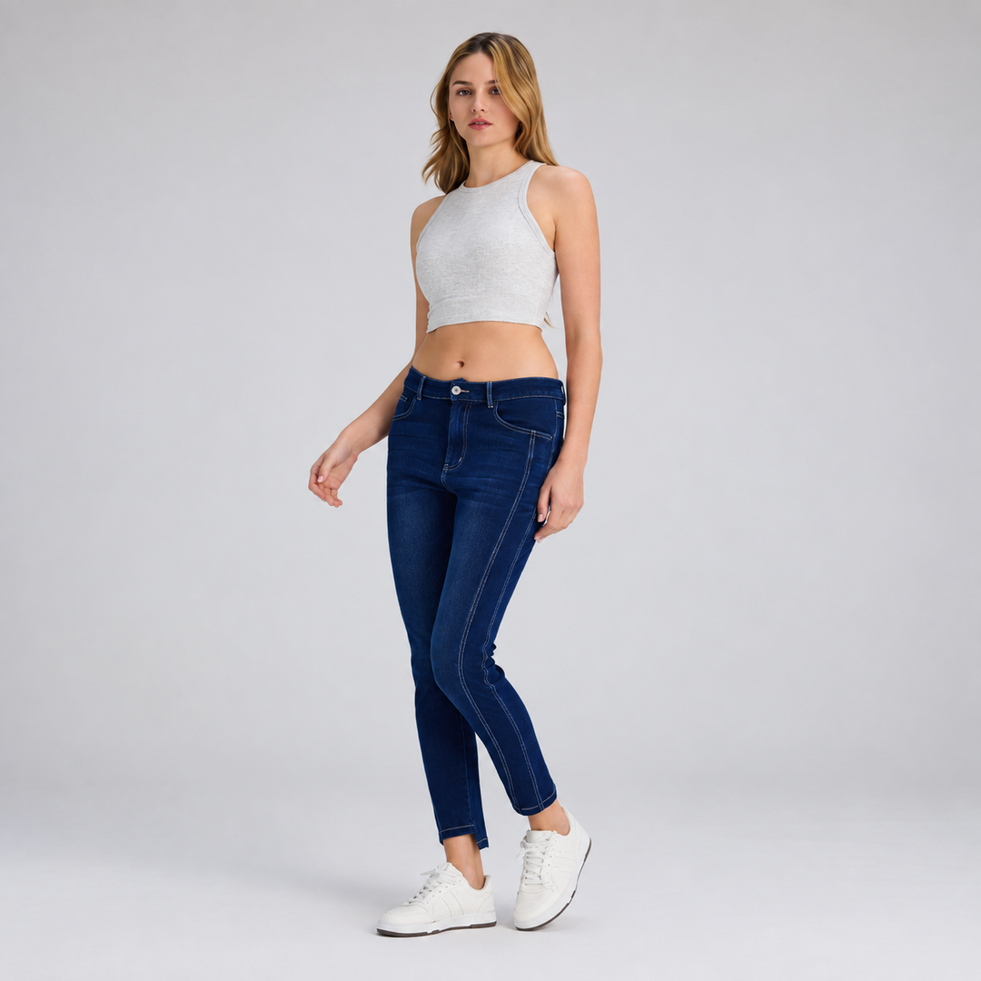VISSONG Women’s Seam-Detail Ankle Jeans