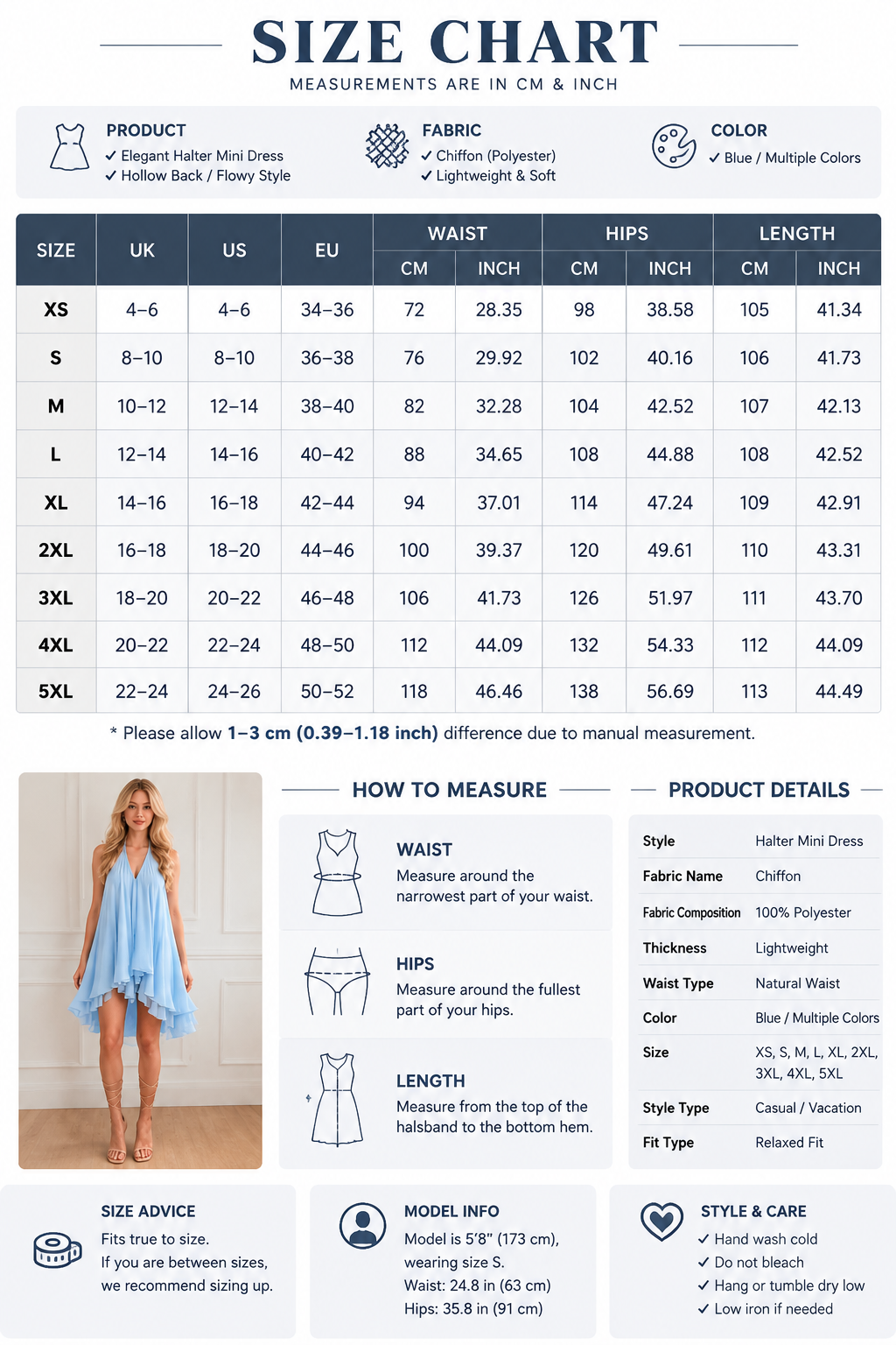 Women's Elegant Halter Neck Flowing Chiffon Mini Dress