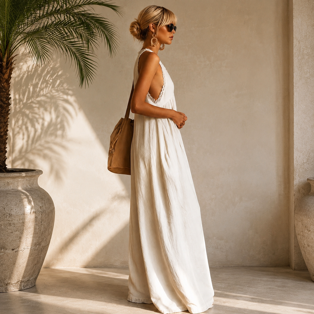 Boho Lace Halter Maxi Dress