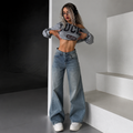 Washed Blue High Waist Wide Leg Jeans
