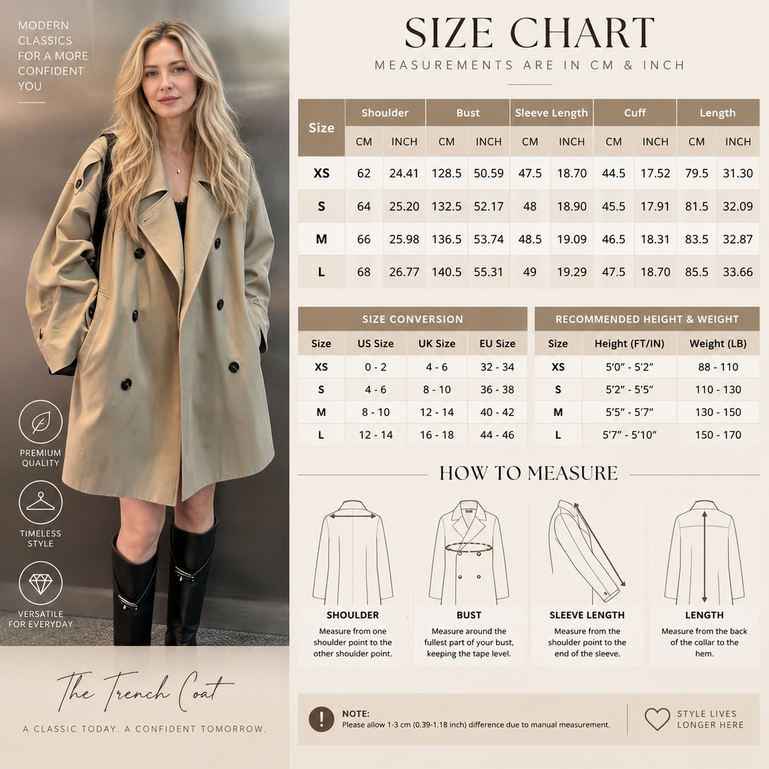 VISSONG Women’s Oversized Double-Breasted Longline Trench Coat