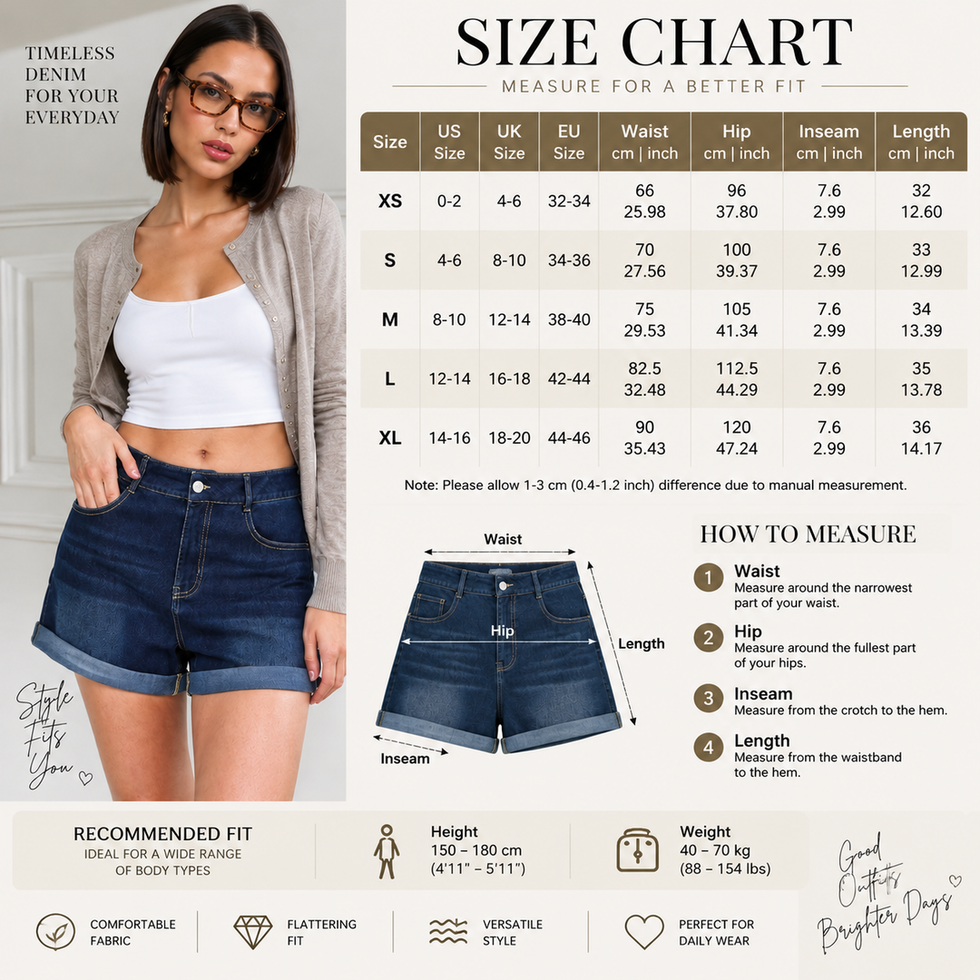 VISSONG Women’s High-Rise Cuffed Denim Shorts
