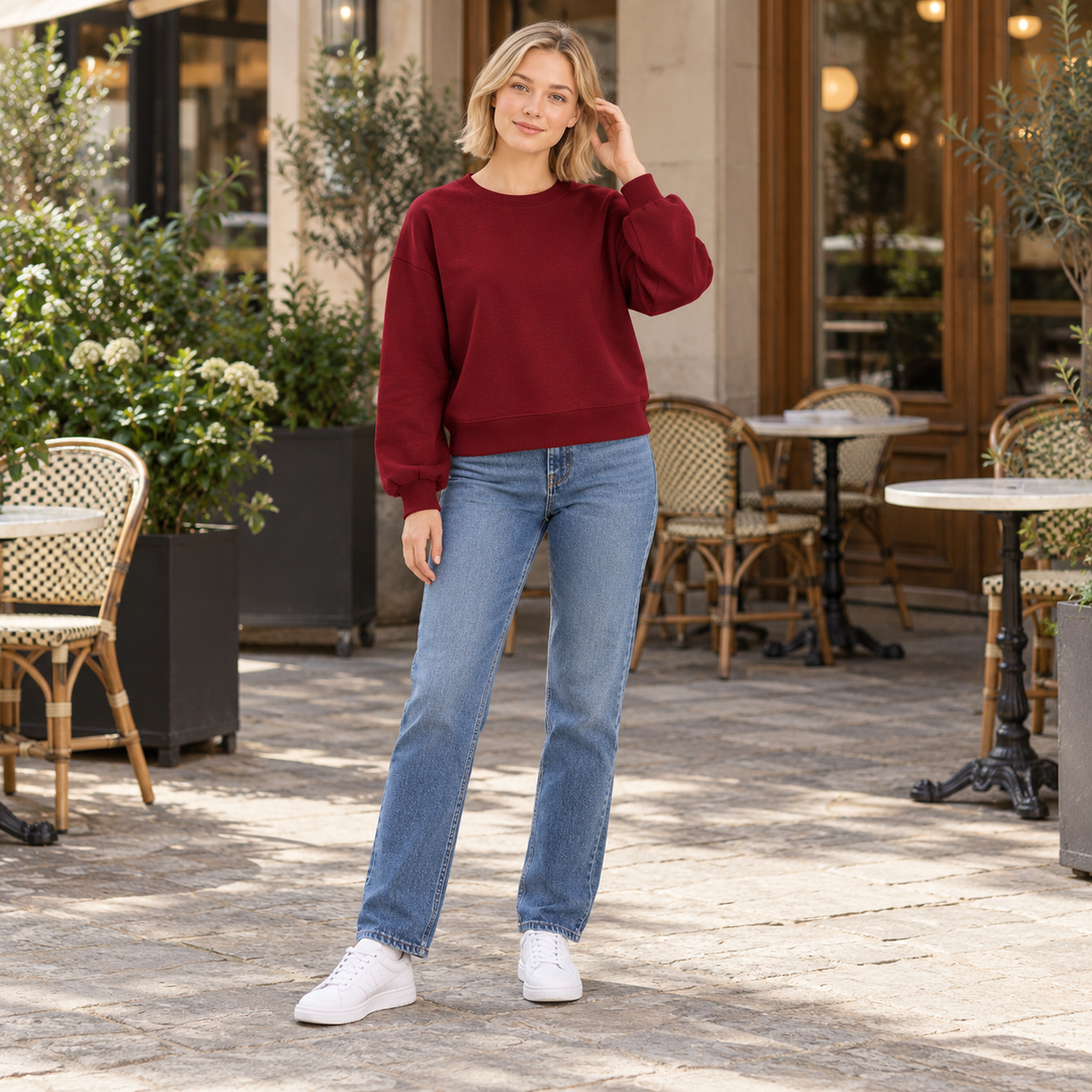 VISSONG Women’s Relaxed Cropped Crewneck Sweatshirt