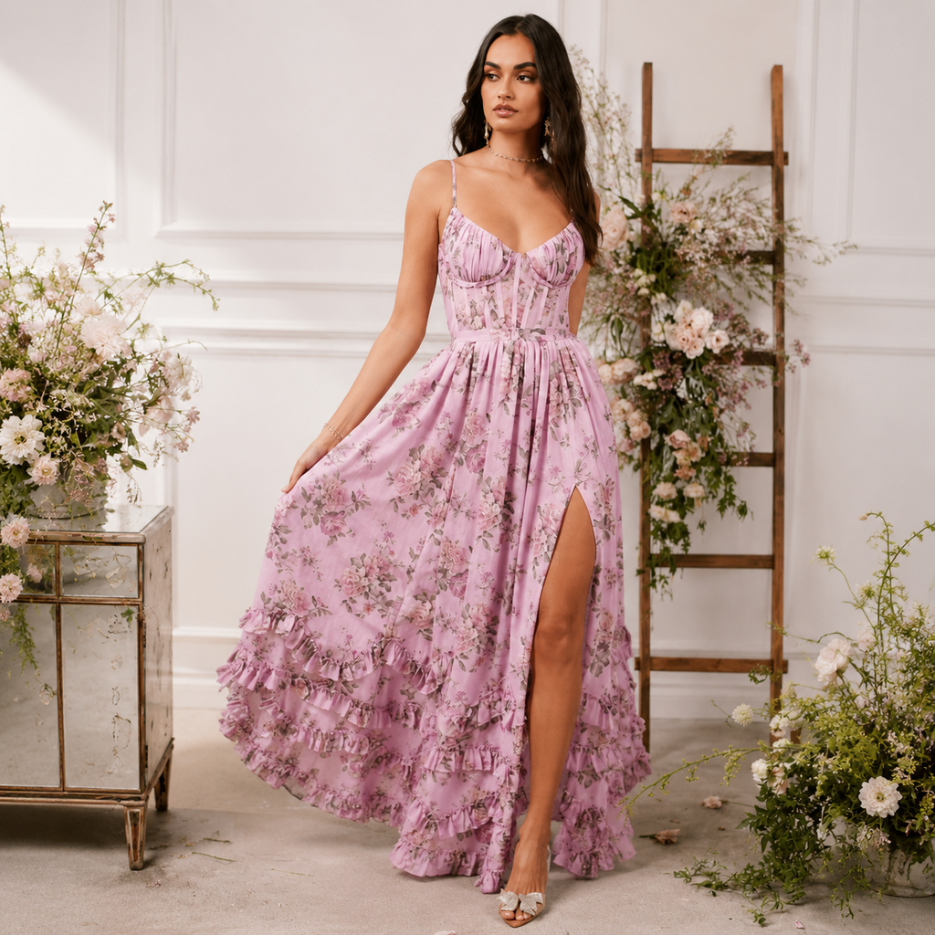 Women’s Floral Ruffle Maxi Dress