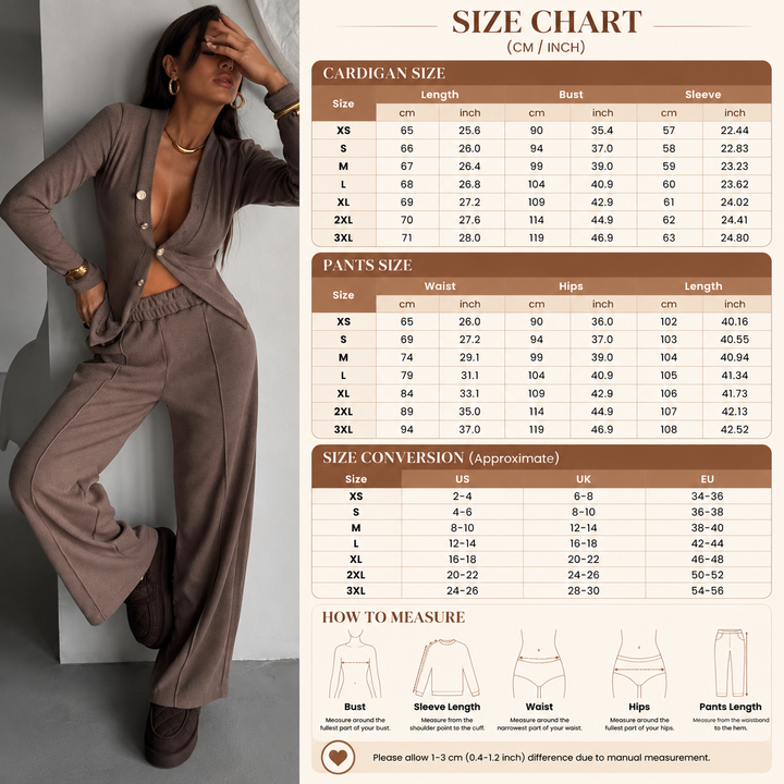 Women’s Ribbed Button-Front Cardigan &amp; Wide-Leg Pants Set