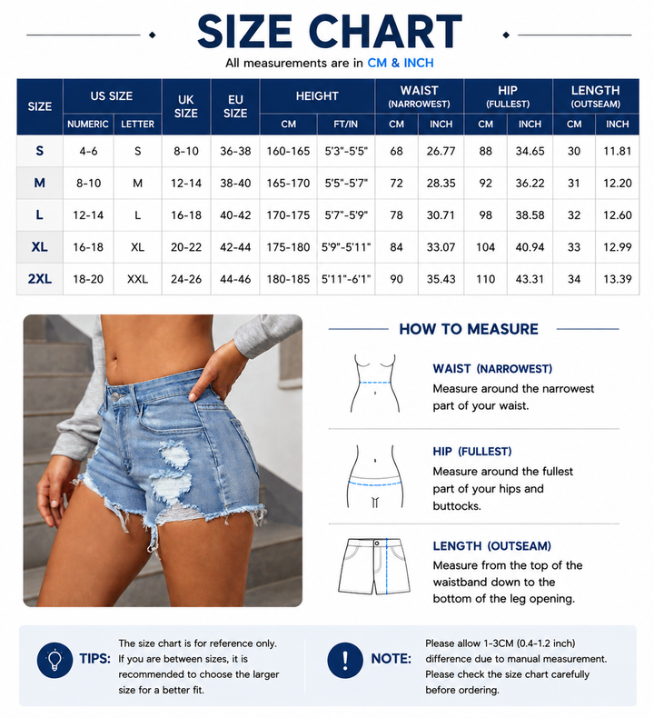 Distressed High-Waist Denim Shorts