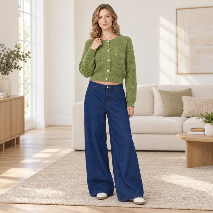 VISSONG Women’s Soft Textured Button-Front Cropped Cardigan