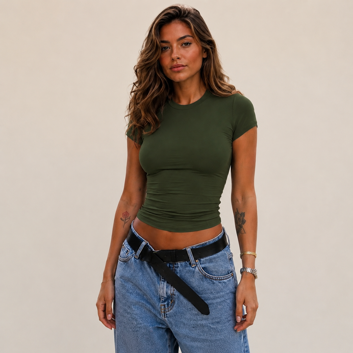 Essential Fitted Crew Neck Short Sleeve Top