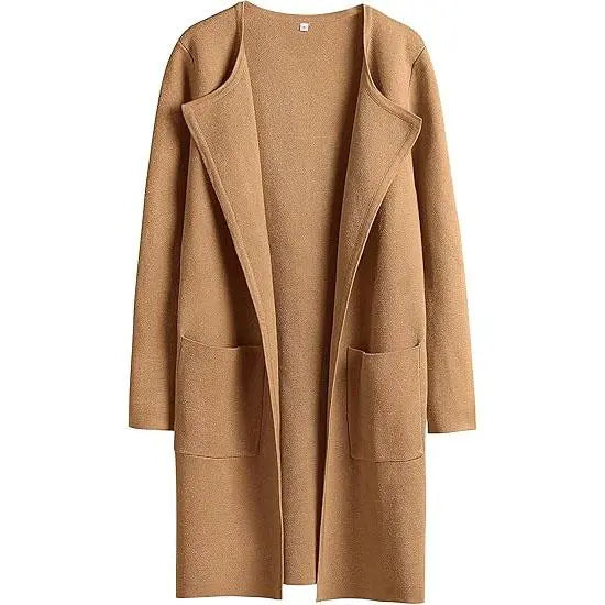 VISSONG Women’s Wide-Lapel Open-Front Pocket Coat
