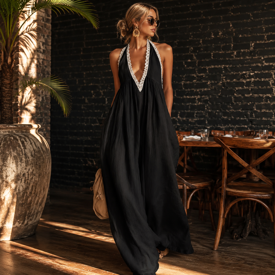 Boho Lace Halter Maxi Dress